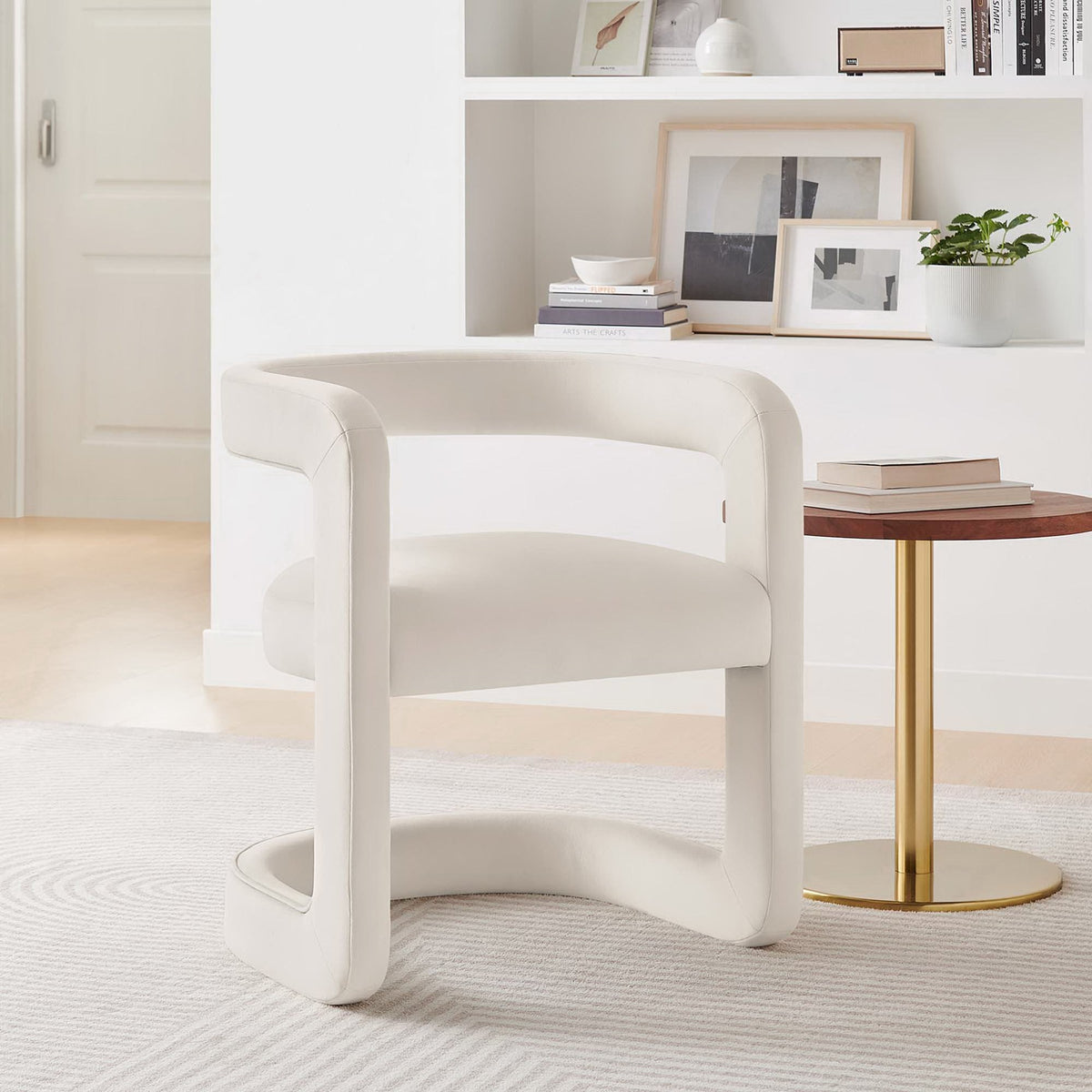 Winslow Barrel Performance Velvet Dining Chair in white by Modway on Tampa Home & Garden Store