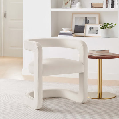 Winslow Barrel Performance Velvet Dining Chair in white by Modway on Tampa Home & Garden Store