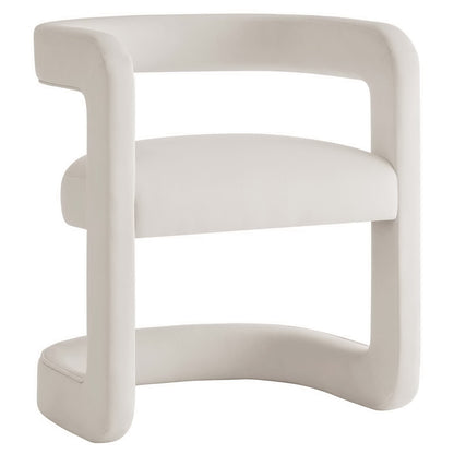 Winslow Barrel Performance Velvet Dining Chair by Modway, ivory cream upholstery, curved armrest on Tampa Home & Garden Store