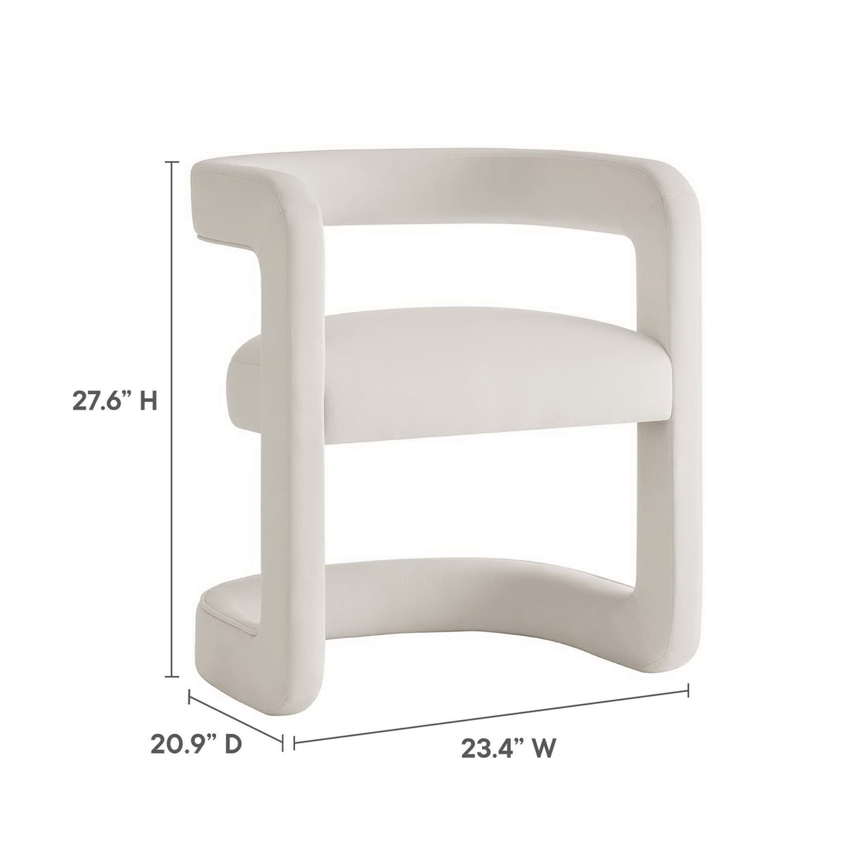 Winslow Barrel Velvet Dining Chair by Modway, cream upholstery with curved arms on Tampa Home & Garden Store