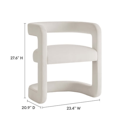 Winslow Barrel Velvet Dining Chair by Modway, cream upholstery with curved arms on Tampa Home & Garden Store