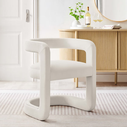 Pair of Winslow Barrel Velvet Dining Chairs in white velvet by HouseOfZazla on Tampa Home & Garden Store