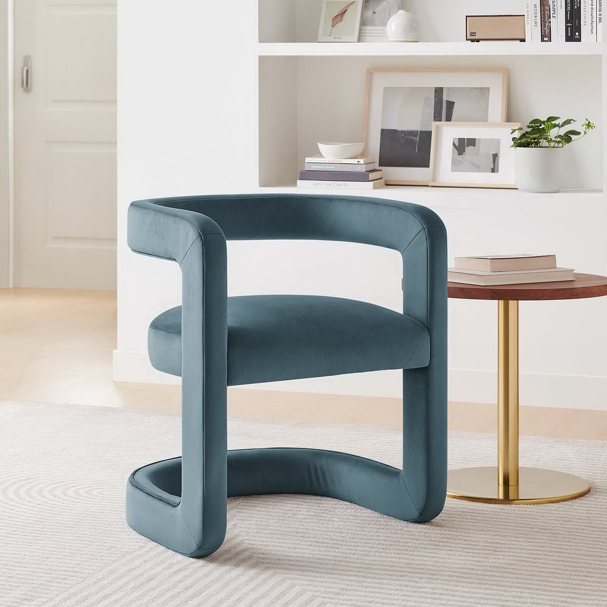 Winslow Barrel Performance Velvet Dining Chair by Modway in teal velvet on Tampa Home & Garden Store