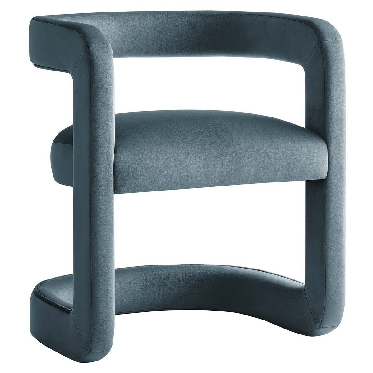 Winslow Barrel Velvet Dining Chair by Modway, blue upholstery with curved back and arms on Tampa Home & Garden Store