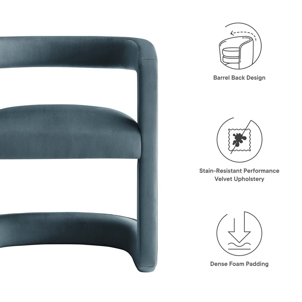Winslow Barrel Performance Velvet Dining Chair by Modway in deep teal with barrel back on Tampa Home & Garden Store