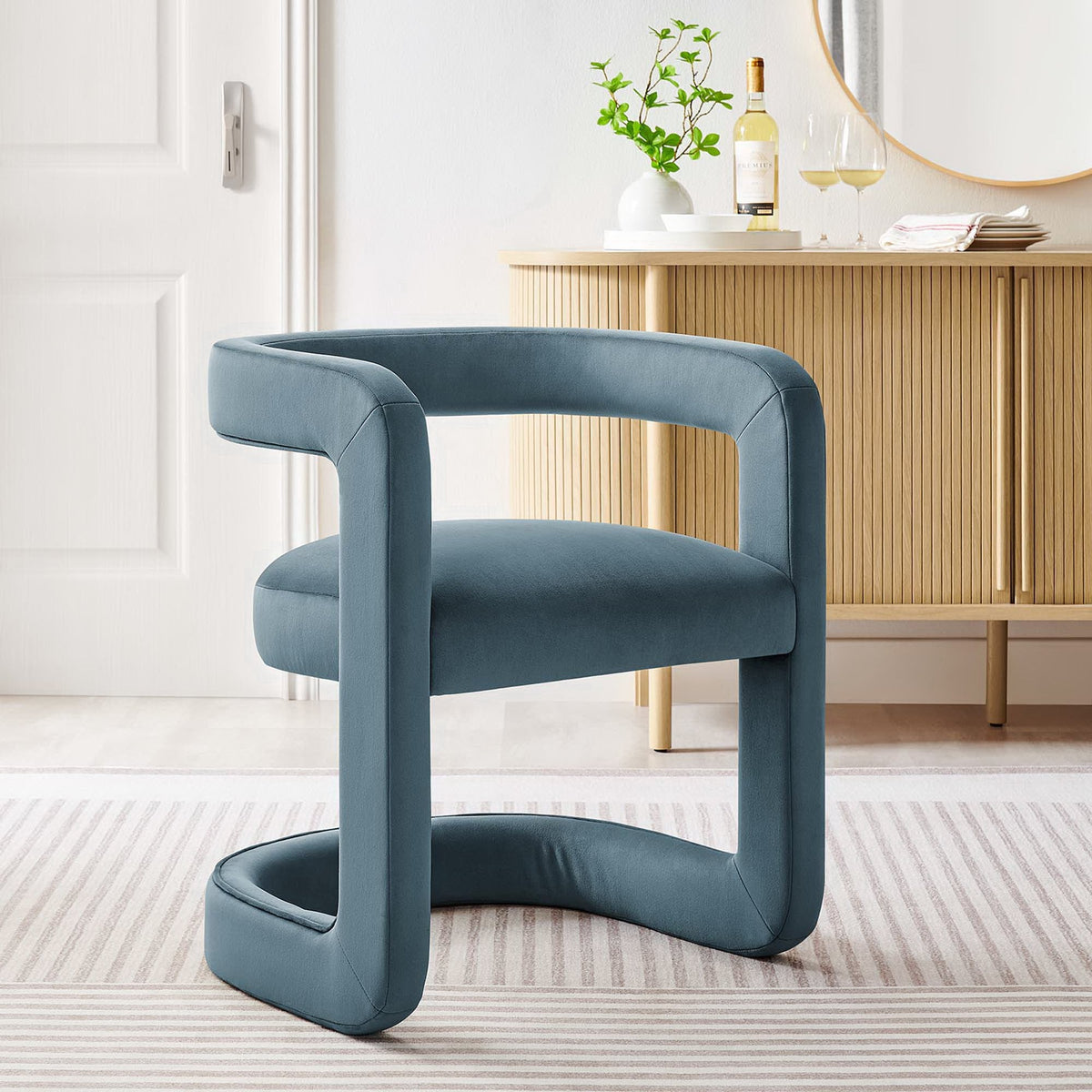 Winslow Barrel Performance Velvet Dining Chair by Modway in blue velvet upholstery on Tampa Home & Garden Store