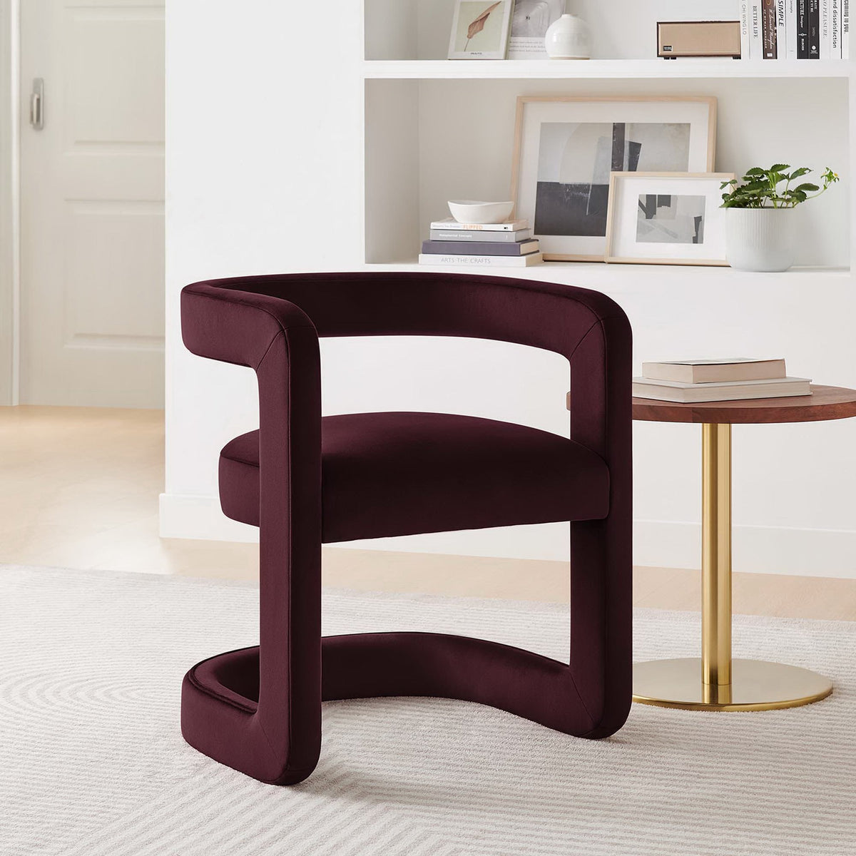 Winslow barrel dining chair in deep burgundy performance velvet by Modway on Tampa Home & Garden Store