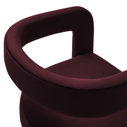 Winslow Barrel velvet dining chair burgundy upholstery close-up on Tampa Home & Garden Store