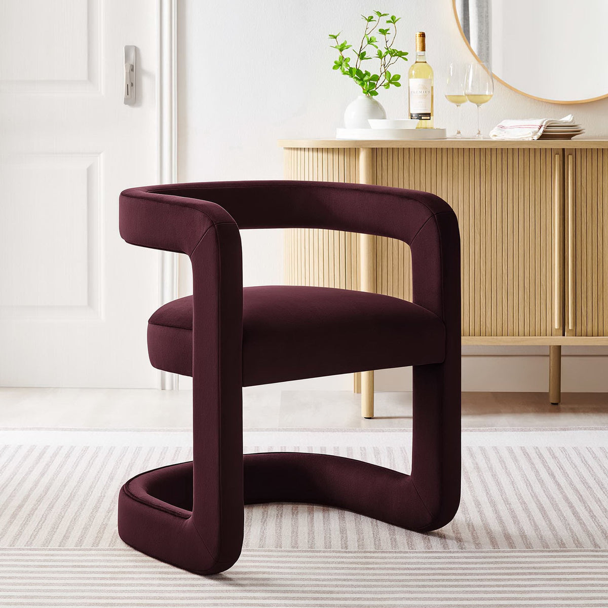 Winslow Barrel Performance Velvet Dining Chair by Modway in burgundy on Tampa Home & Garden Store