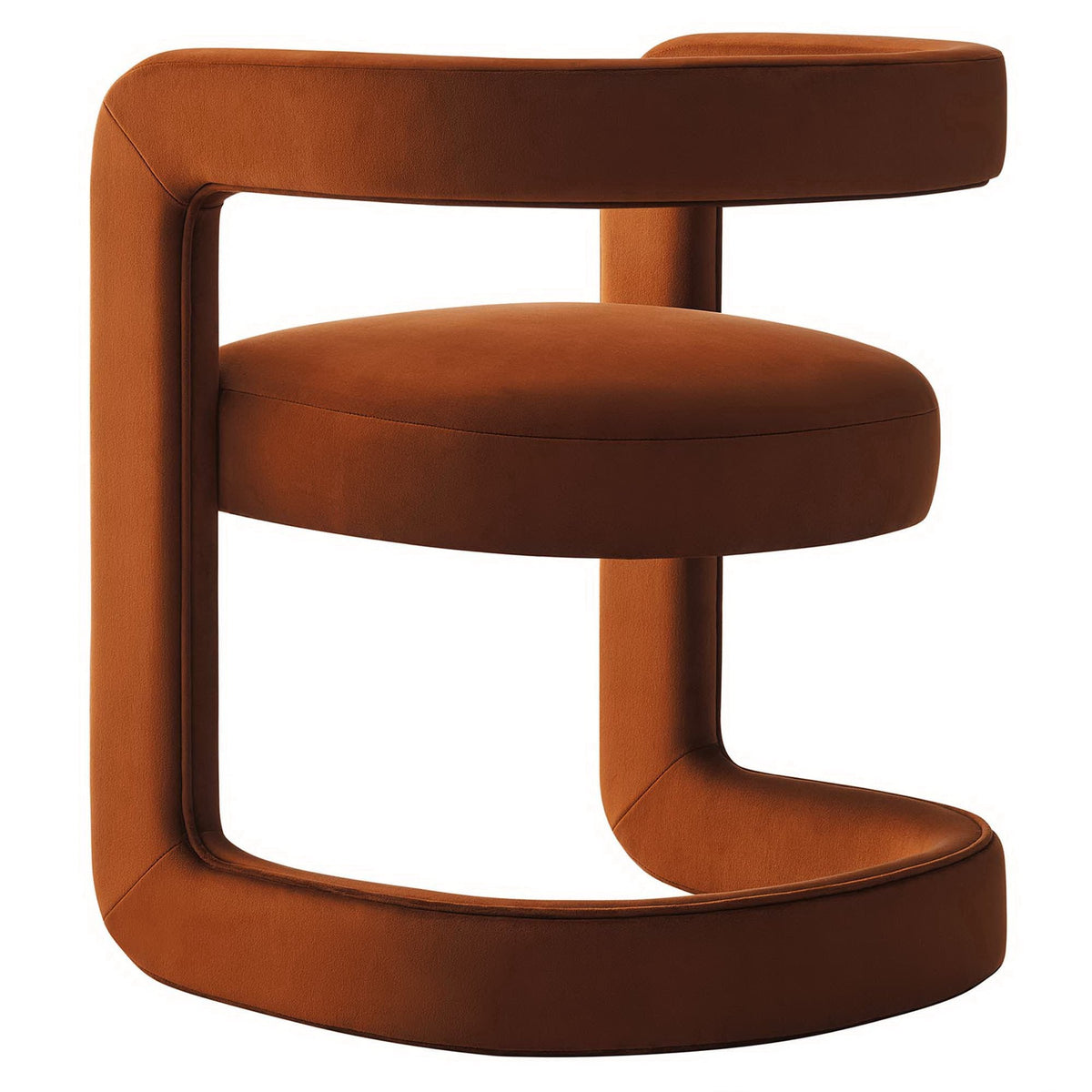 Winslow Barrel Velvet Dining Chair burnt orange with curved back and slim legs HouseOfZazla on Tampa Home & Garden Store