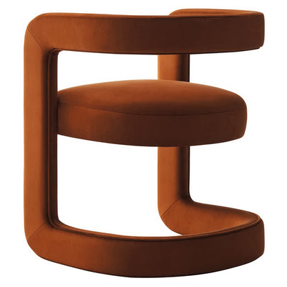 Winslow Barrel Velvet Dining Chair burnt orange with curved back and slim legs HouseOfZazla on Tampa Home & Garden Store