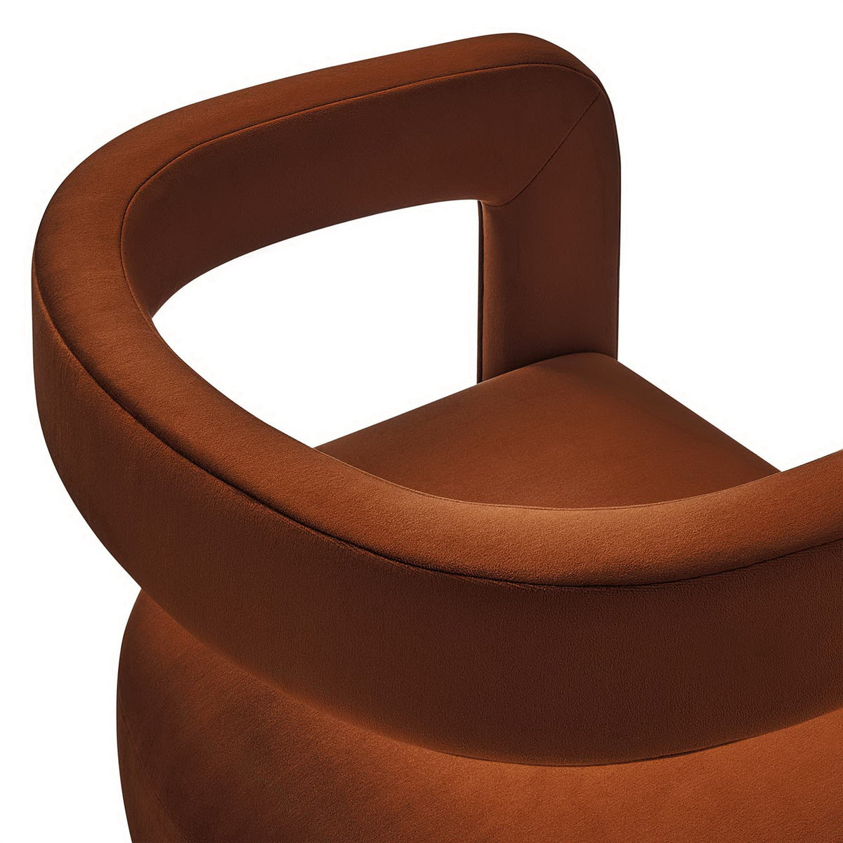 Winslow Barrel Dining Chair by Modway in rust-orange velvet with a plush curved back on Tampa Home & Garden Store