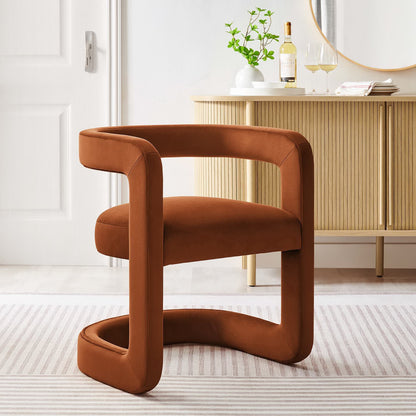 Winslow Barrel Velvet Dining Chair in burnt orange upholstery by Modway for HouseOfZazla on Tampa Home & Garden Store