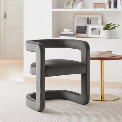 Winslow Barrel Performance Velvet Dining Chair by Modway, dark gray velvet, curved barrel seat on Tampa Home & Garden Store