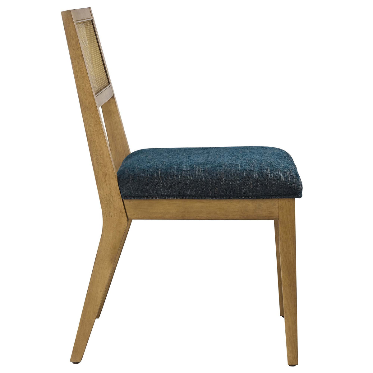 Nimba rattan fabric dining chairs set of 2 with blue denim upholstery and wood frames by Modway on Tampa Home & Garden Store