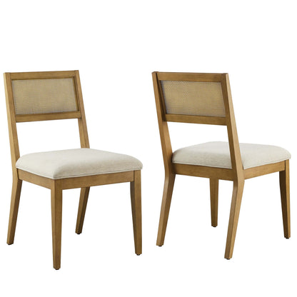 Nimba Faux Rattan Dining Chairs set of 2 by Modway with wood frame and caned backs beige seats on Tampa Home & Garden Store