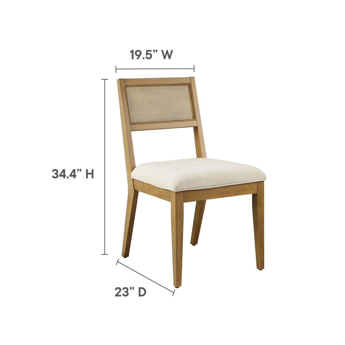 Nimba faux rattan dining chairs set of 2 with natural wood frame and woven back by Modway on Tampa Home & Garden Store
