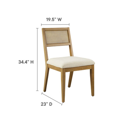 Nimba faux rattan dining chairs set of 2 with natural wood frame and woven back by Modway on Tampa Home & Garden Store