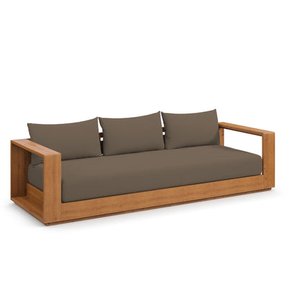 Tahoe Outdoor Acacia Wood Ottoman and Patio Seat