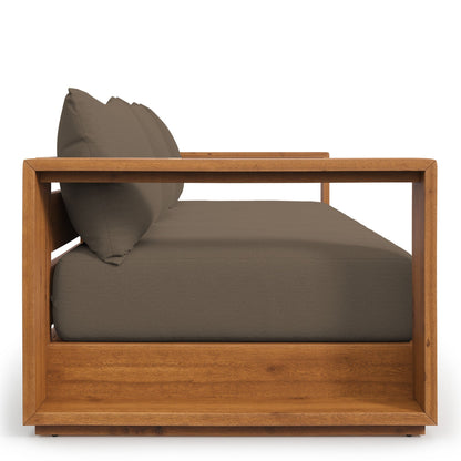 Tahoe Outdoor Acacia Wood Ottoman and Patio Seat