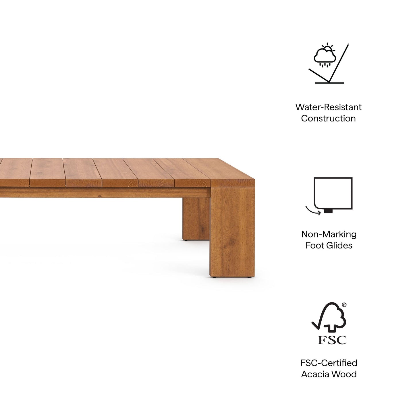 Tahoe Outdoor Acacia Wood Patio Coffee Table