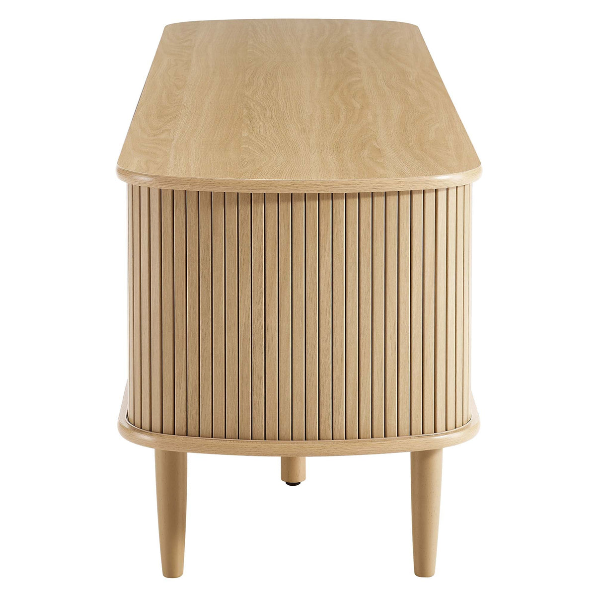 Contour 63in Wood TV Stand by Modway, natural oak finish with vertical slats on Tampa Home & Garden Store