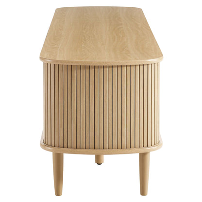 Contour 63in Wood TV Stand by Modway, natural oak finish with vertical slats on Tampa Home & Garden Store