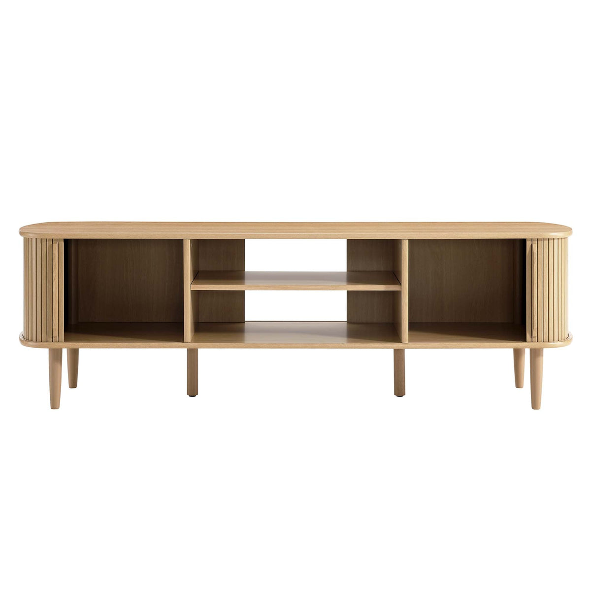 Contour 63in Wood TV Stand by Modway, oak finish, slatted sides on Tampa Home & Garden Store