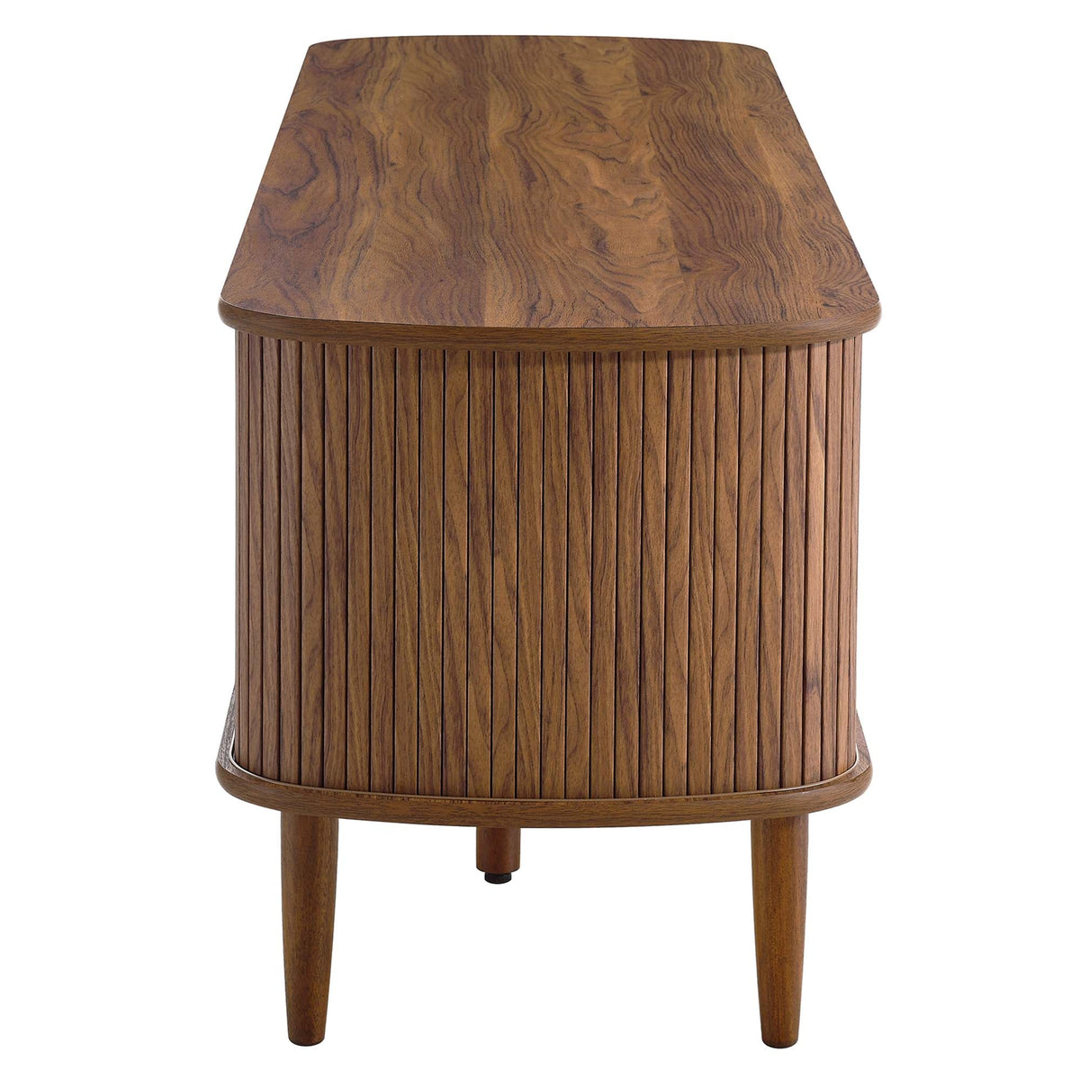 Contour 63in wood TV stand by Modway with vertical slat panels in warm walnut on Tampa Home & Garden Store
