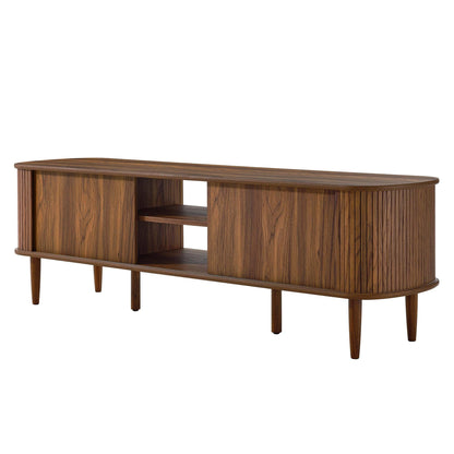 Contour 63in Wood TV Stand with curved ends open center shelf walnut finish by Modway on Tampa Home & Garden Store