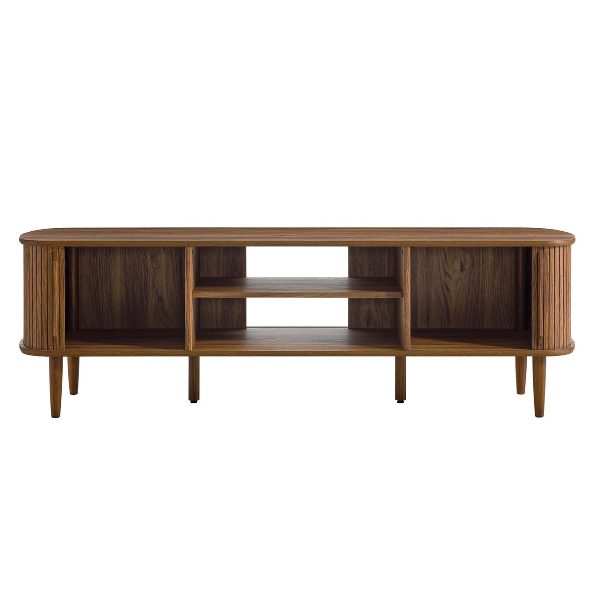 Contour 63-inch Wood TV Stand by Modway, curved-edge console with slatted sides on Tampa Home & Garden Store