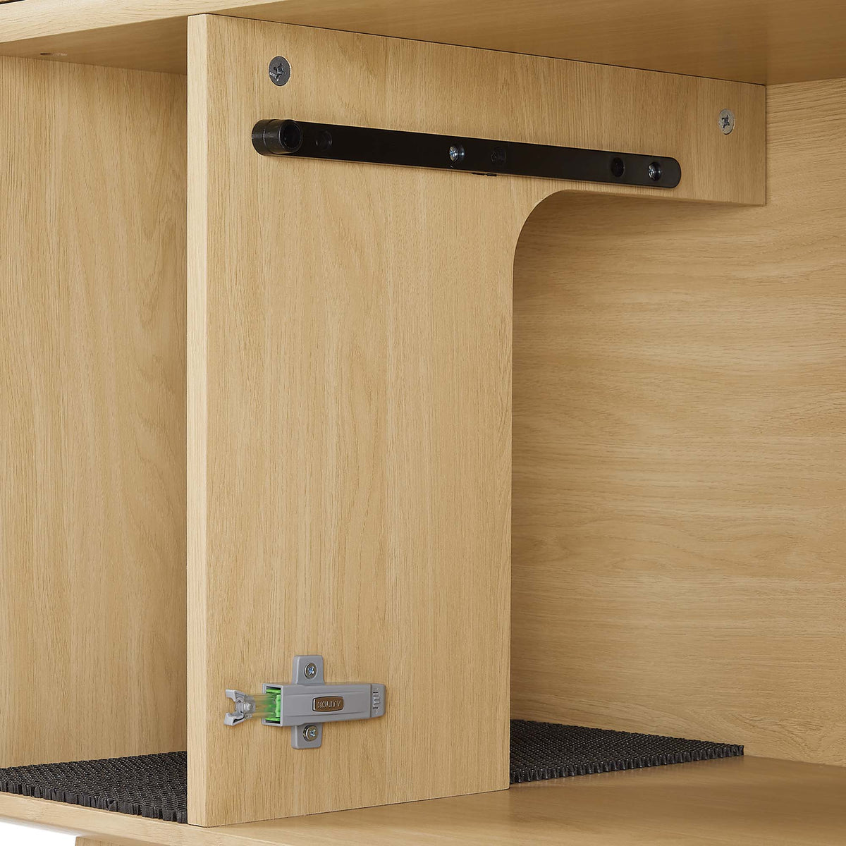 Render Cat Cabinet by Modway decorative unit with black sliding rail in light oak veneer on Tampa Home & Garden Store
