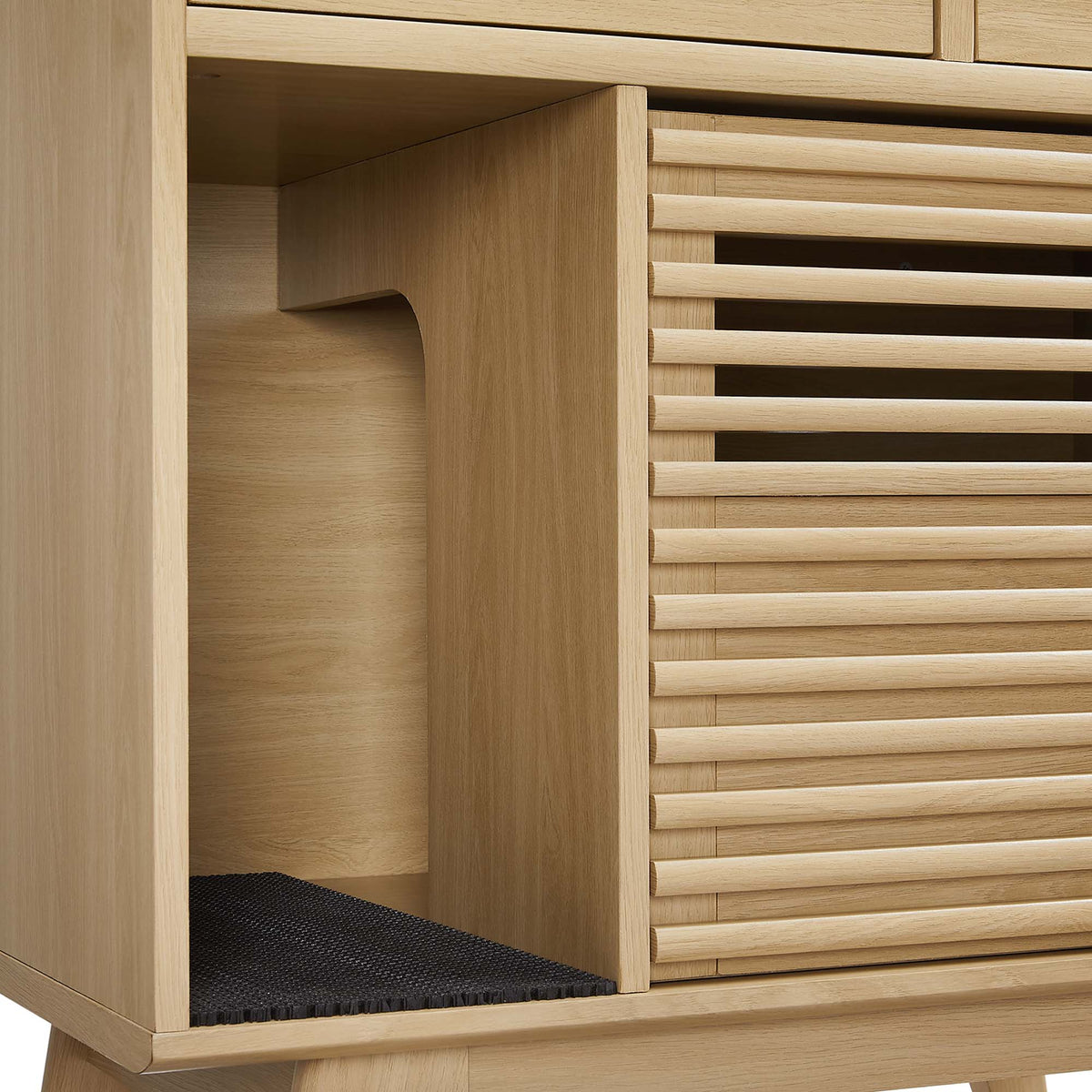 Render Cat Cabinet by Modway wooden cabinet with slatted doors and natural oak finish on Tampa Home & Garden Store