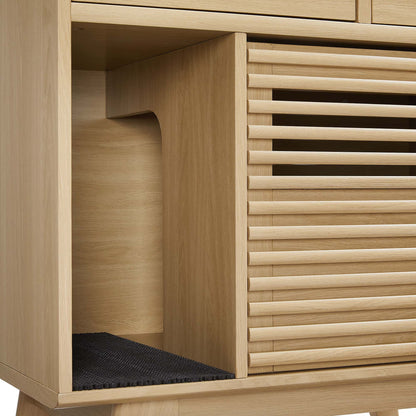 Render Cat Cabinet by Modway wooden cabinet with slatted doors and natural oak finish on Tampa Home & Garden Store