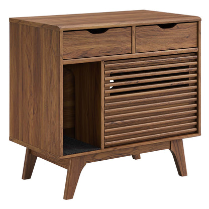 Render Cat Cabinet by Modway walnut cabinet with two top drawers and slatted cabinet on Tampa Home & Garden Store