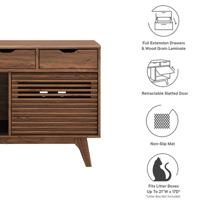 Render Cat Cabinet by Modway wood grain laminate with slatted doors on Tampa Home & Garden Store