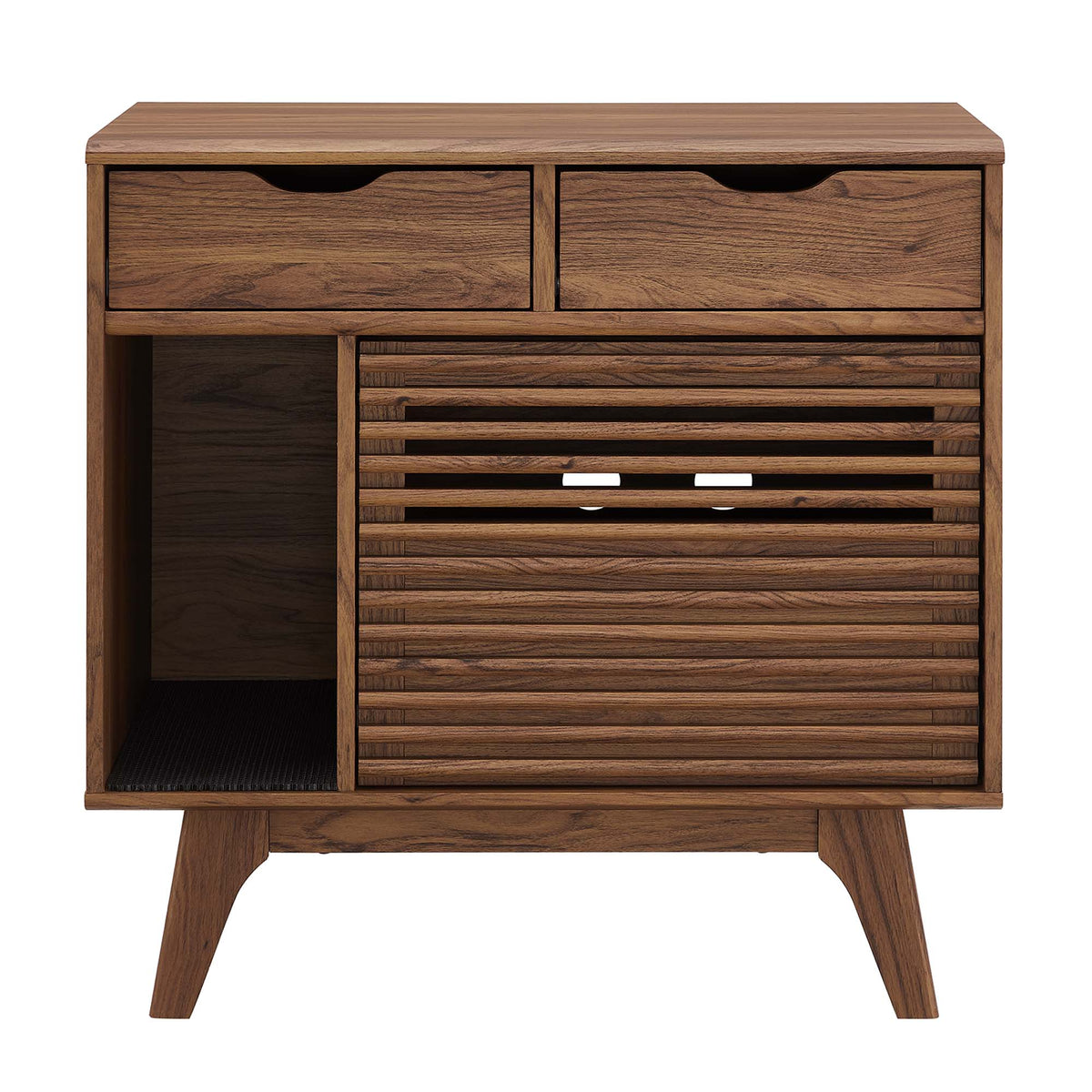 Render Cat Cabinet by Modway walnut wood decor cabinet with two top drawers on Tampa Home & Garden Store