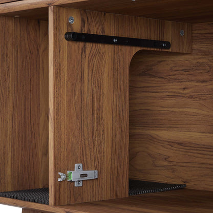 Render Cat Cabinet by Modway, wooden decor cabinet with black metal sliding rail hardware inside on Tampa Home & Garden Store