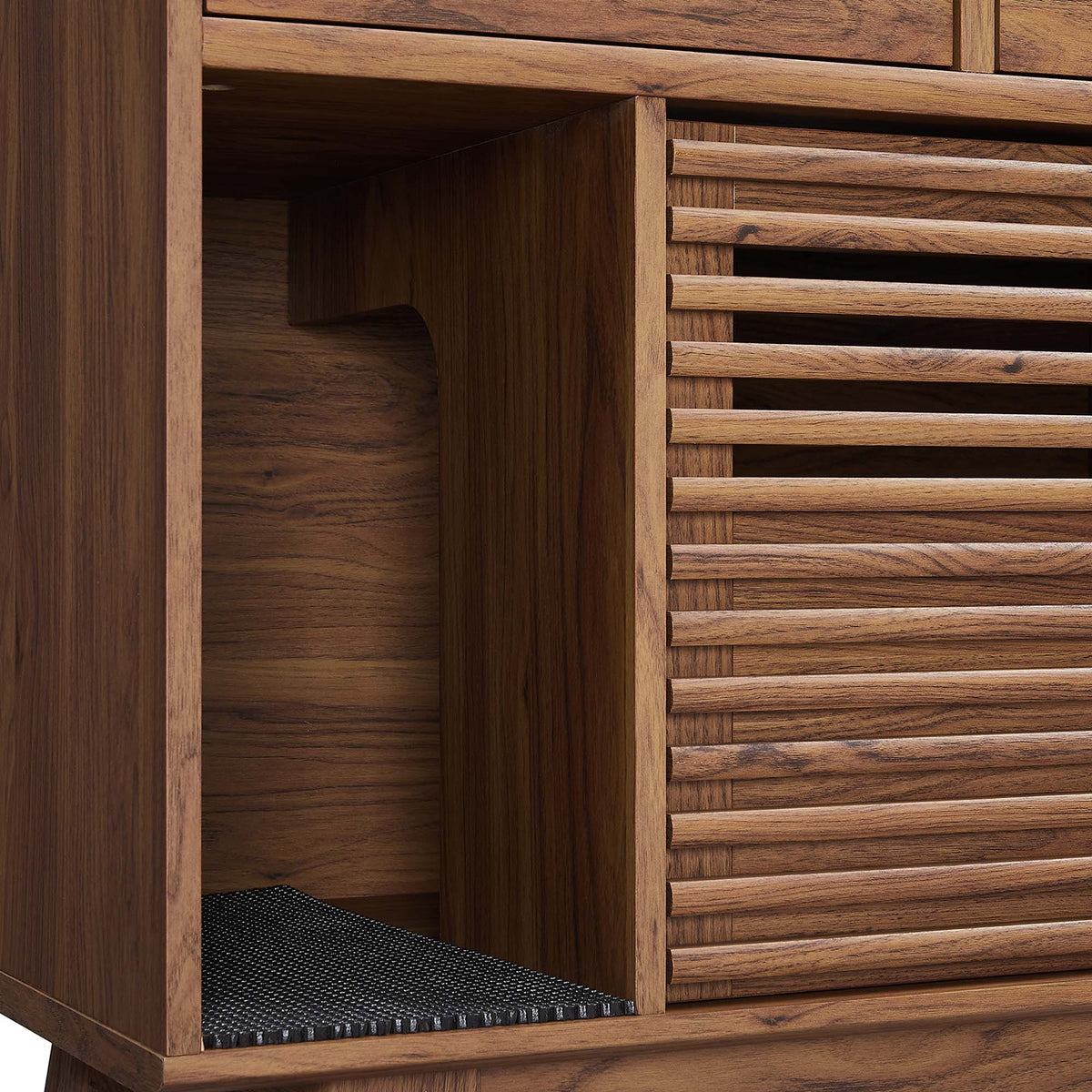 Render Cat Cabinet by Modway, walnut wood cabinet with slatted doors on Tampa Home & Garden Store