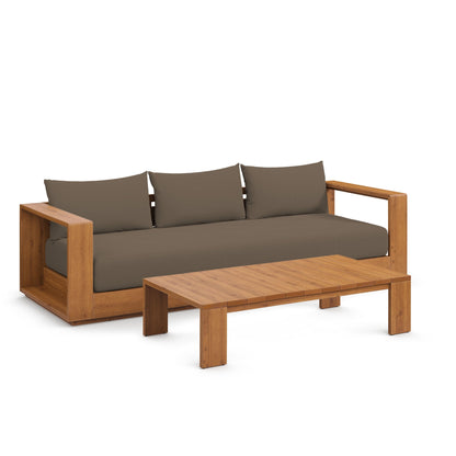 Tahoe Outdoor Acacia Wood Sofa and Coffee Table