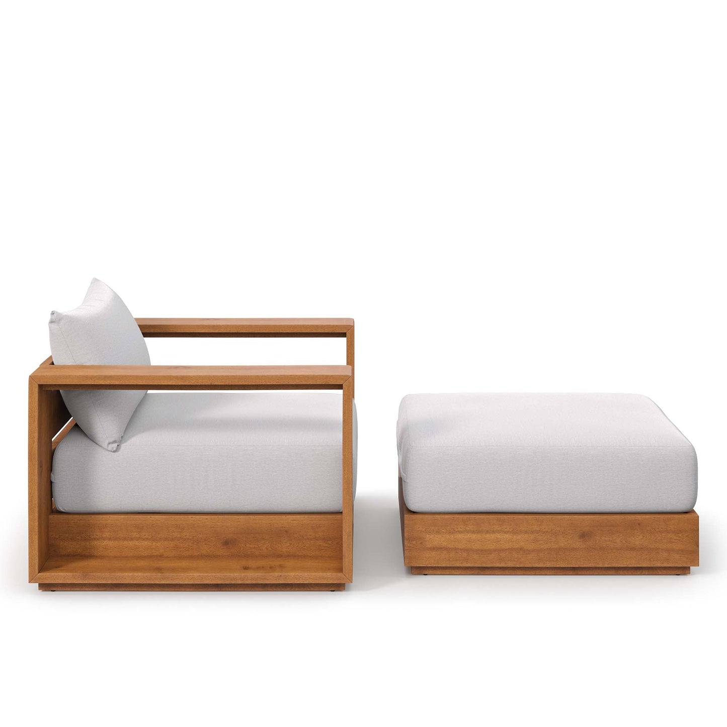 Tahoe Outdoor Acacia Wood Armchair and Ottoman
