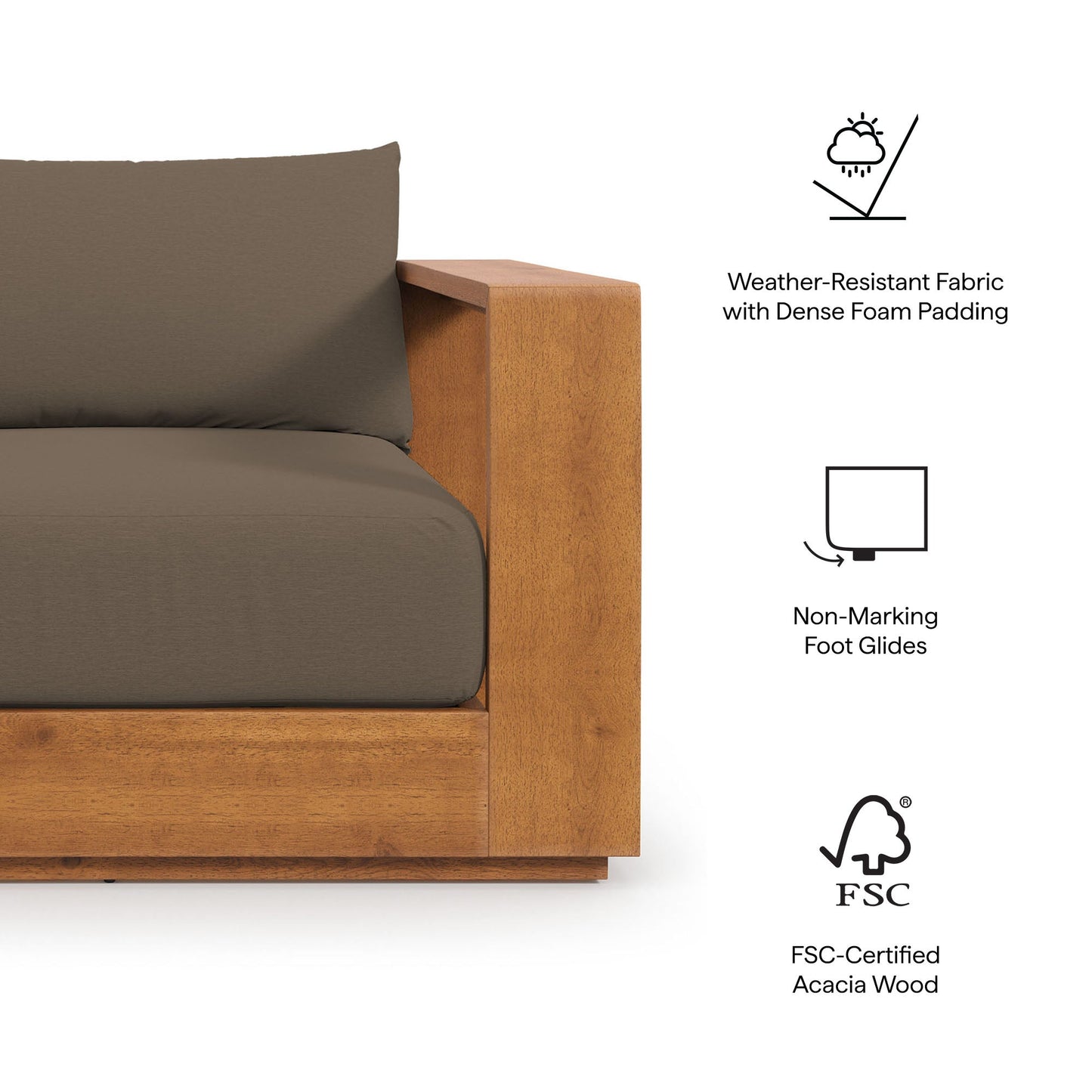 The Modway Tahoe Acacia Wood Patio Furniture Set