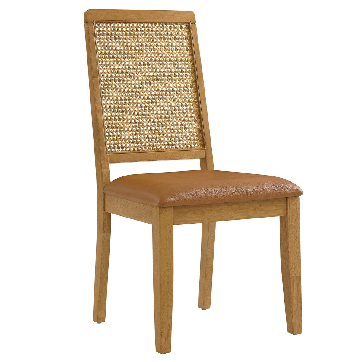 Arlo vegan leather dining chairs with faux rattan back and wood frame, set of 2 Modway on Tampa Home & Garden Store