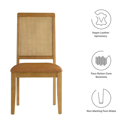 Arlo vegan leather dining chairs with faux rattan back on wood frame set of 2 HouseOfZazla on Tampa Home & Garden Store
