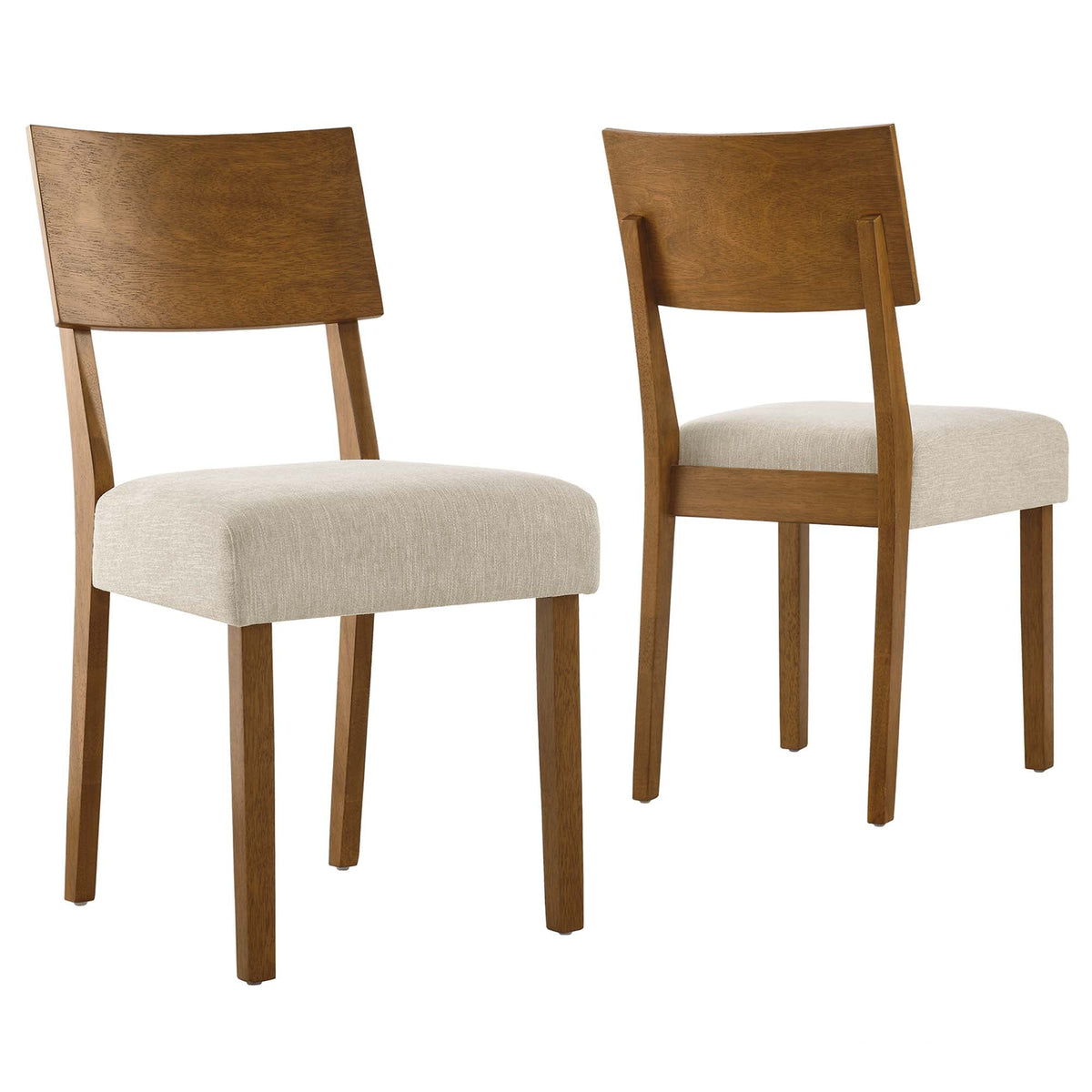 Pax Wood Dining Side Chairs set of 2 by Modway, oak wood frame with beige upholstered seats on Tampa Home & Garden Store