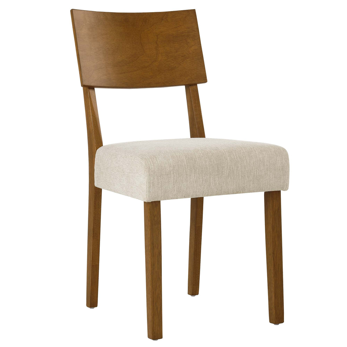 Pax Wood Dining Side Chair with wood frame, curved back, and beige upholstered seat on Tampa Home & Garden Store