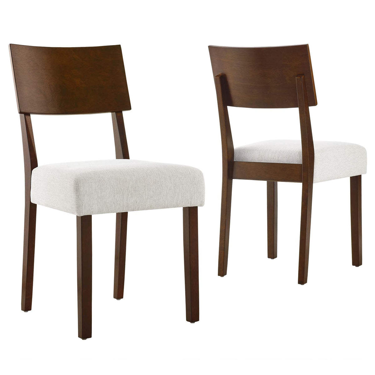 Pax Wood Dining Side Chairs set of 2 in dark wood with light upholstered seats by Modway on Tampa Home & Garden Store