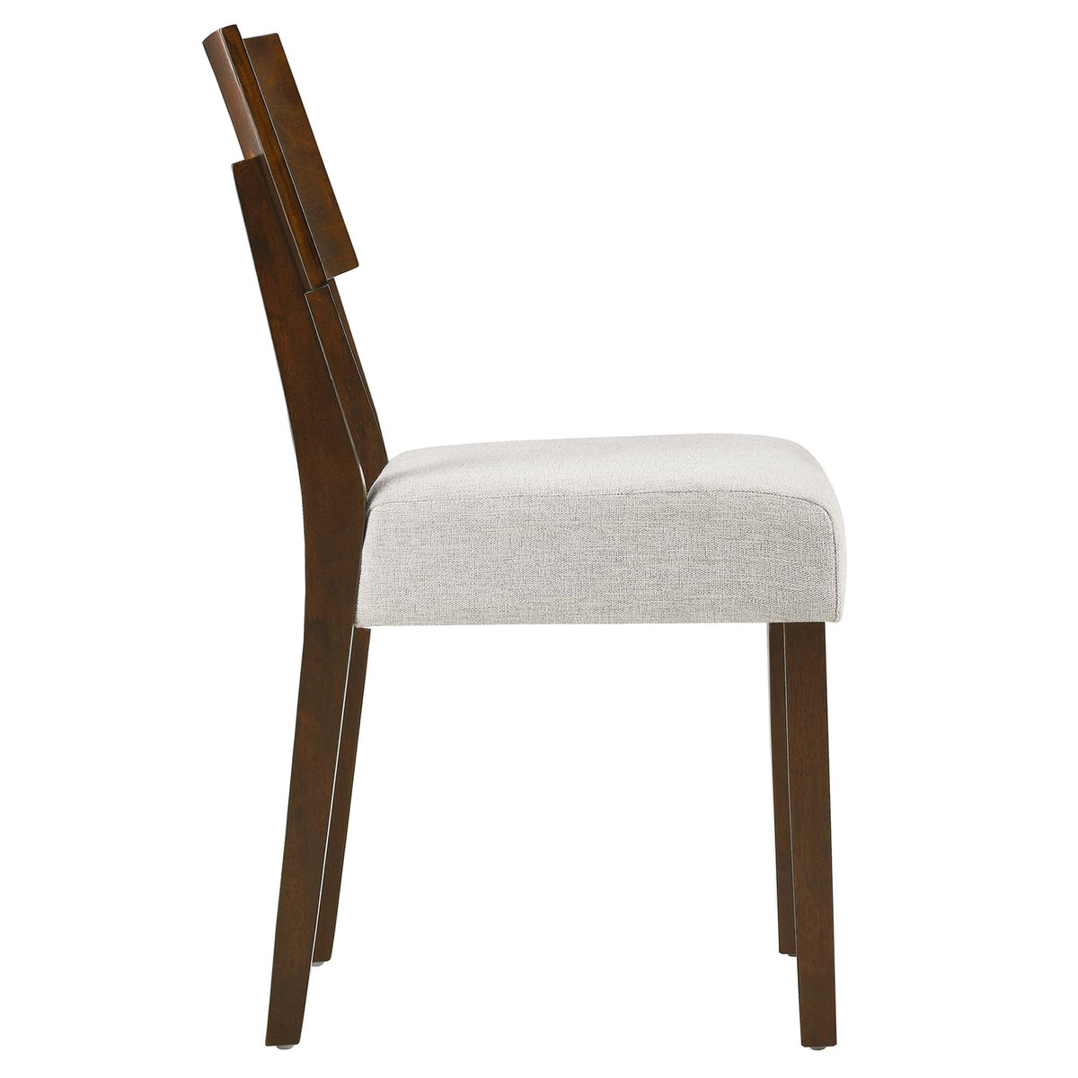 Pax Wood Dining Side Chairs set of 2 with dark wood frame and light gray upholstered seats on Tampa Home & Garden Store