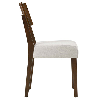Pax Wood Dining Side Chairs set of 2 with dark wood frame and light gray upholstered seats on Tampa Home & Garden Store