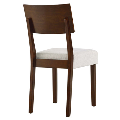 Pax Wood Dining Side Chairs Set of 2 in brown wood with curved back and beige upholstery on Tampa Home & Garden Store
